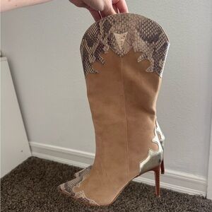 Dolce vita snakeskin/suede stiletto western boot